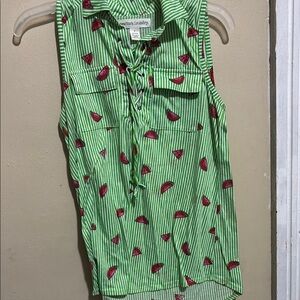 New York Laundry Green Sleeveless Top with Watermelon Design